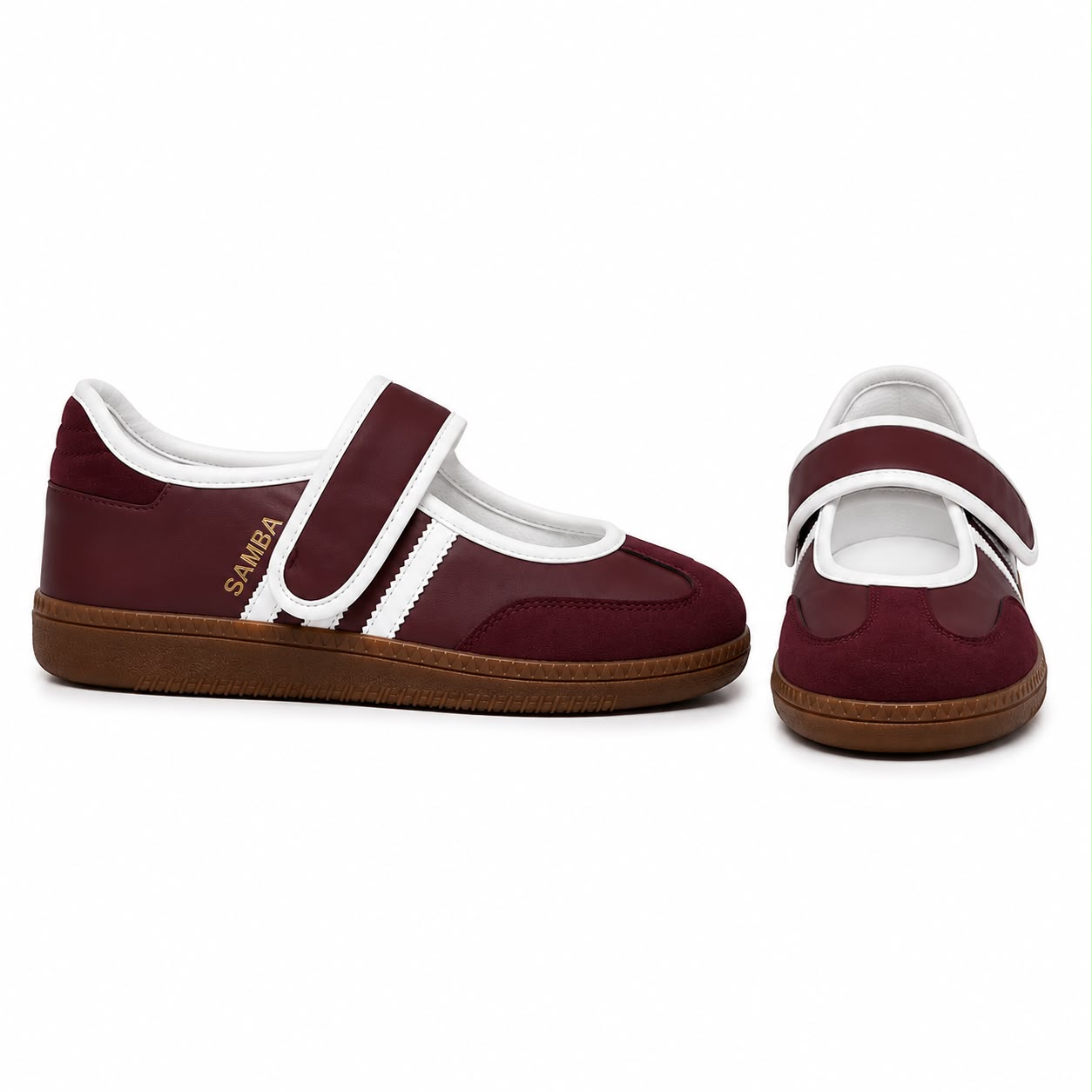 Women's Flat Sneakers SP-33-Burgundy