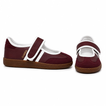 Women's Flat Sneakers SP-33-Burgundy