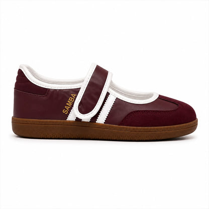 Women's Flat Sneakers SP-33-Burgundy