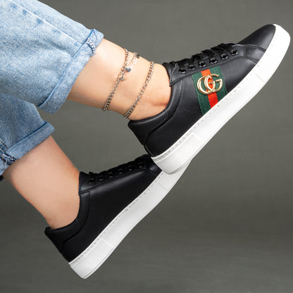 حذاء رياضي مسطح نسائي GG-100 أسود 
